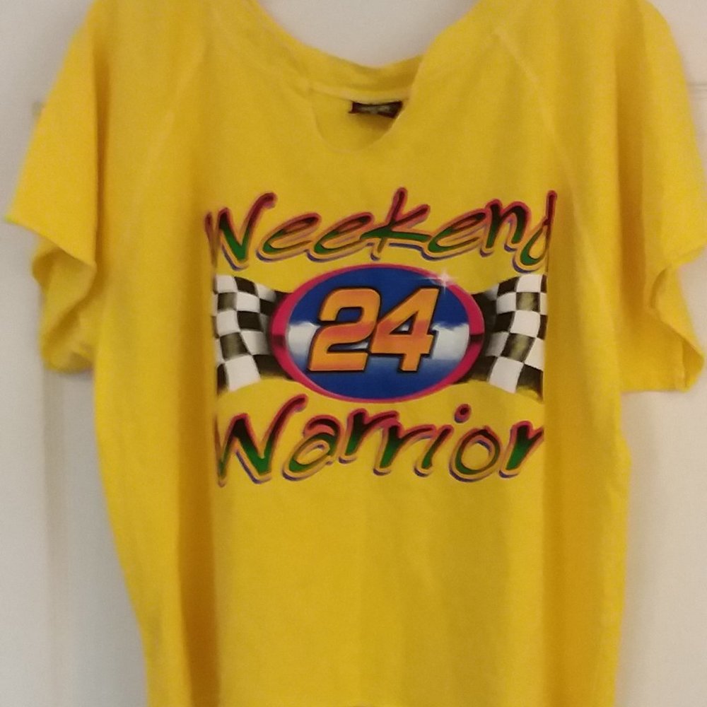 CWG Unisex Tee Racing Fan Shirt Bright Yellow Sz L